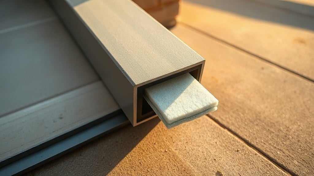 Cross-section of an insulated garage door panel showing polyurethane foam core construction