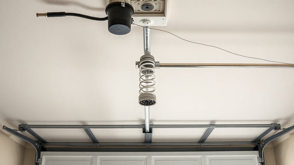 Garage Door Inspection Checklist: Key Checks That Protect Long-Term Performance — garage door safety Interior view of torsion springs and cables above a residential garage door — critical components checked during a garage door safety inspection