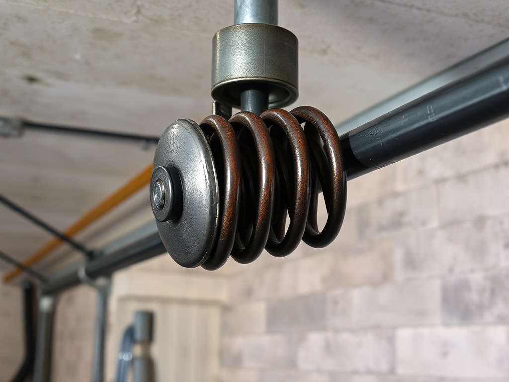 Worn torsion spring on a garage door shaft that required emergency garage door repair due to stress and desert heat damage