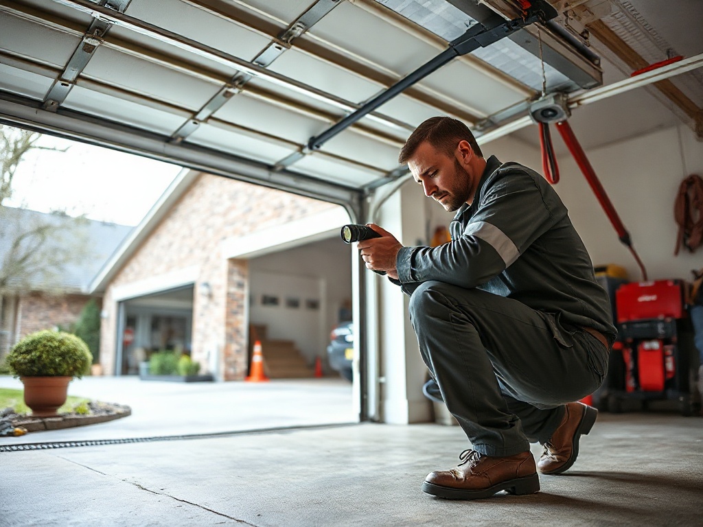 Why Your Garage Door Moves Unevenly — and How to Stop It Before Real Damage Sets In A garage door technician inspecting cable and roller hardware during a garage door spring repair service call at a home in the Phoenix metro area