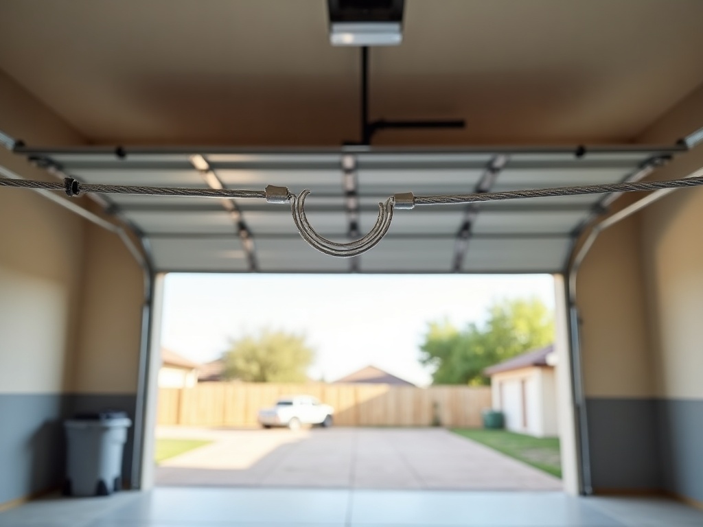 Close-up of a broken garage door torsion spring, the most common cause requiring garage door repair scottsdale after a door suddenly slams shut