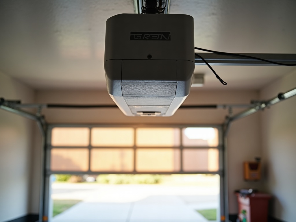 Warning Signs Your Garage Door Gets Stuck Halfway — and When to Call a Pro Close-up of a residential garage door opener motor and torsion spring assembly inside a garage, components commonly inspected during garage door opener repair