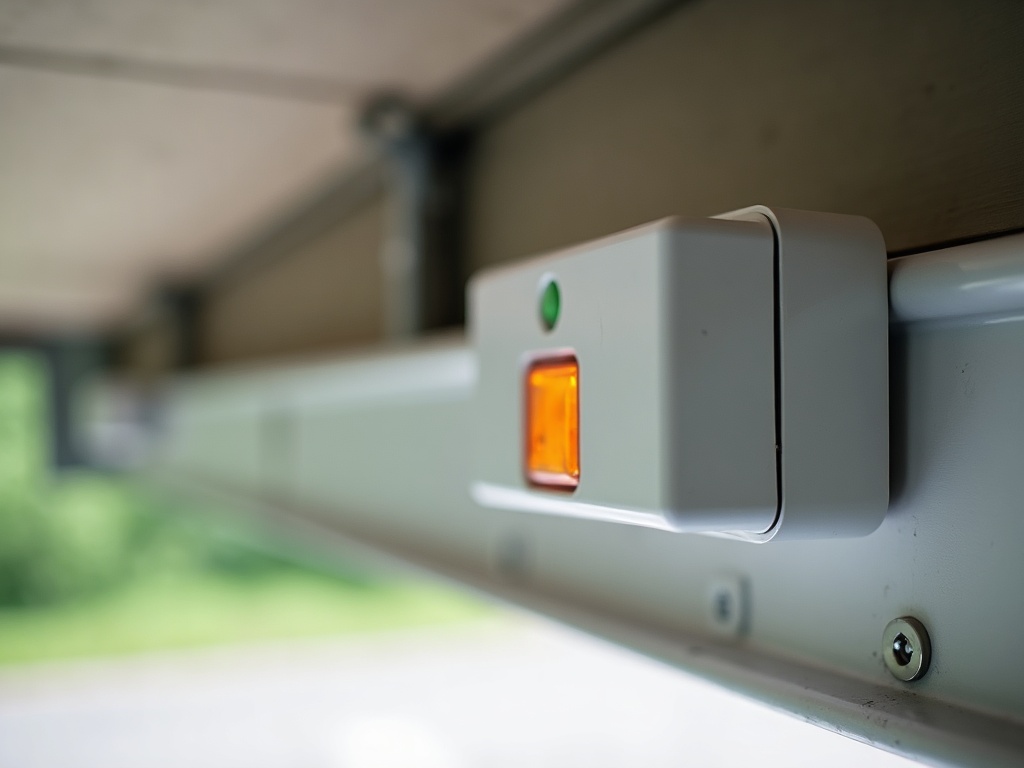 Garage door safety sensors on a residential track — misaligned sensors are among the most frequent causes of garage door repair near me reported by homeowners after dark