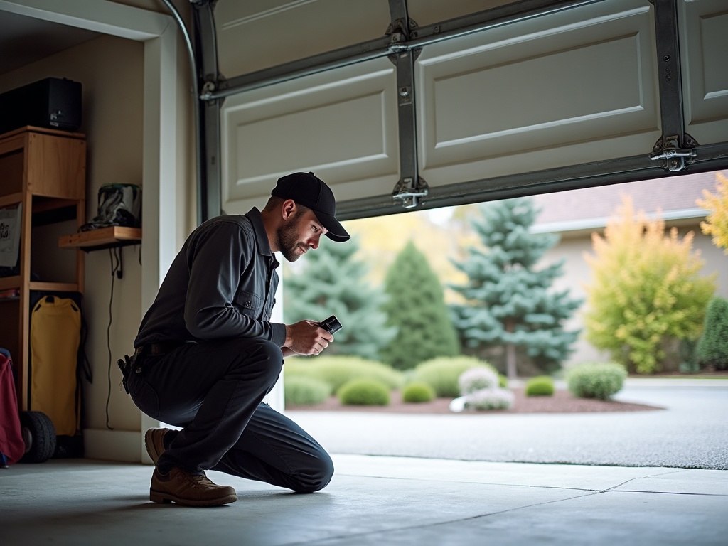What It Means When Your Garage Door Gets Stuck Halfway — And Why Ignoring It Could Cost You More Later A technician inspecting garage door track alignment during a garage door repair scottsdale visit at a Phoenix metro area home