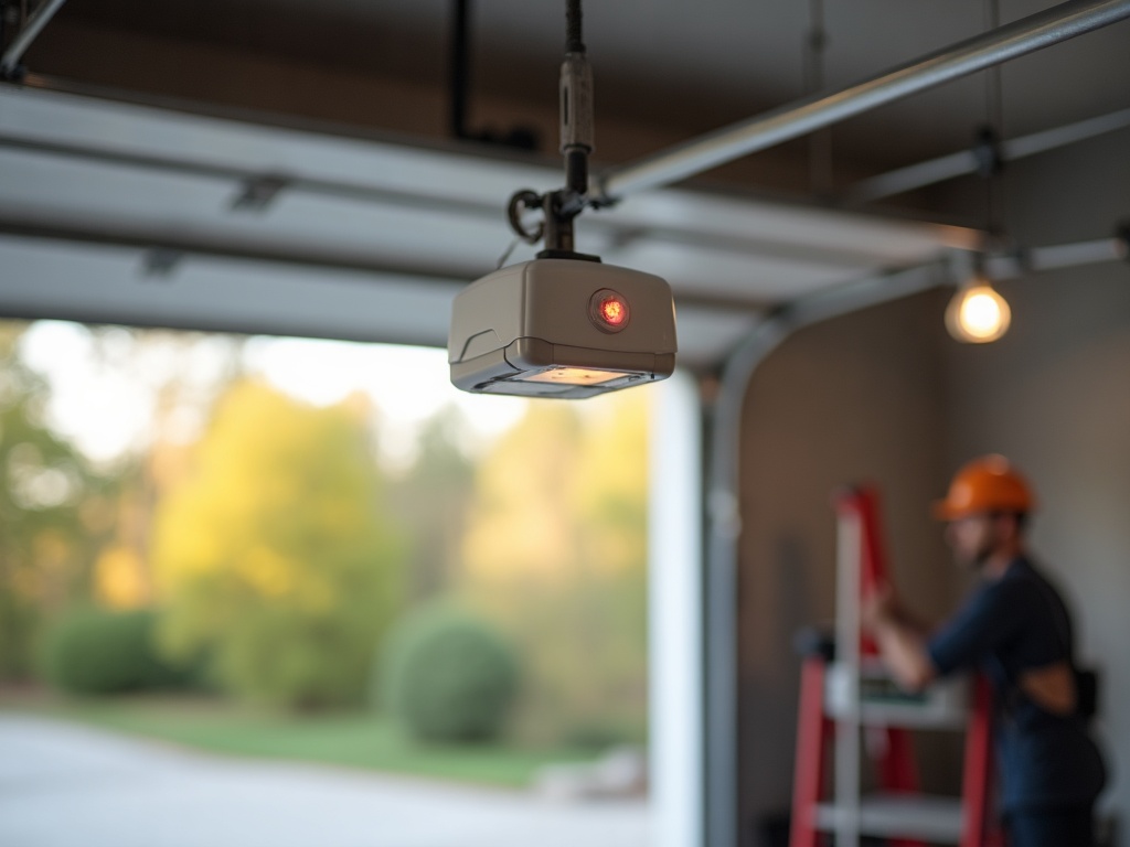 A garage door opener unit on the ceiling of a Phoenix metro home — the kind of equipment inspected during a garage door service near me call