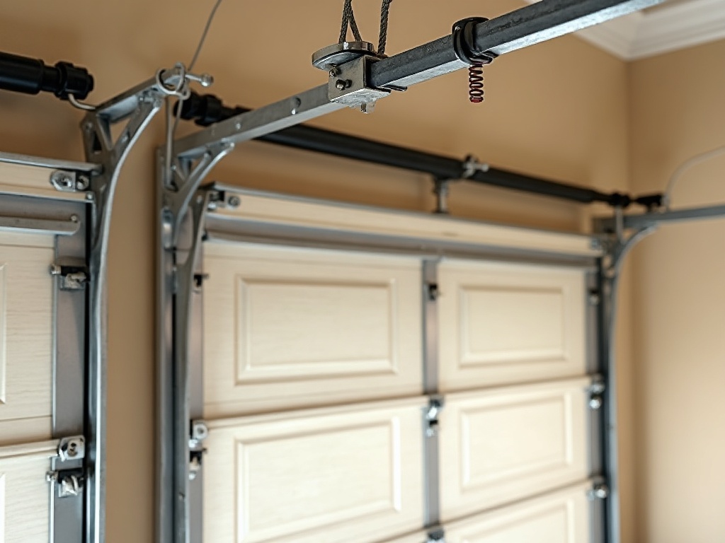 Garage Door Lifespan Expectations: What Every <span class="av_sa_city">Scottsdale, AZ</span> Homeowner Should Know Close-up of worn torsion spring and cable hardware on a residential garage door highlighting common components that require garage door repair