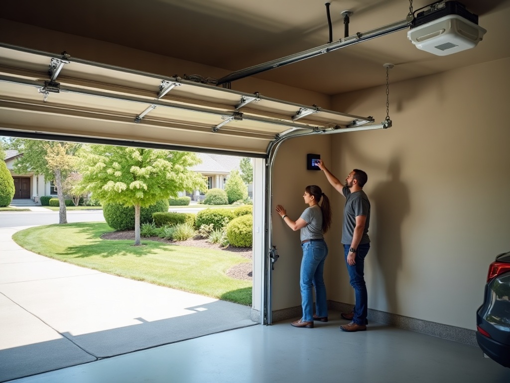 Garage Door Issues Homeowners Ignore — And Why They Shouldn't Homeowner testing a garage door opener button, a common first step when scheduling garage door repair after the door stops responding