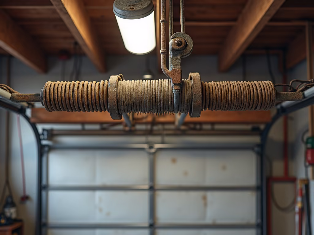 A residential garage door stuck open at dusk in the Phoenix metro area, illustrating the urgent need for same day garage door repair before nightfall.