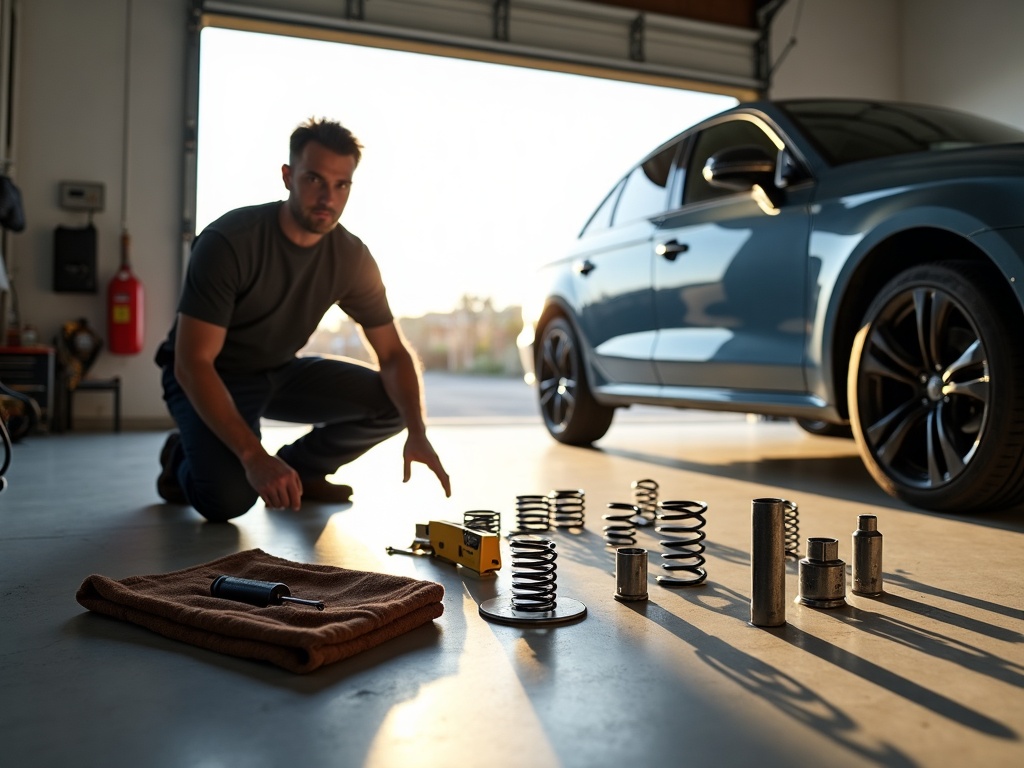 Professional garage door repair service being performed inside a two-car garage in the Garden Lakes area of Avondale, AZ