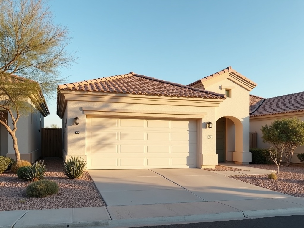 A professional garage door repair technician completing a garage door repair on a home in the Ocotillo neighborhood of Chandler Arizona