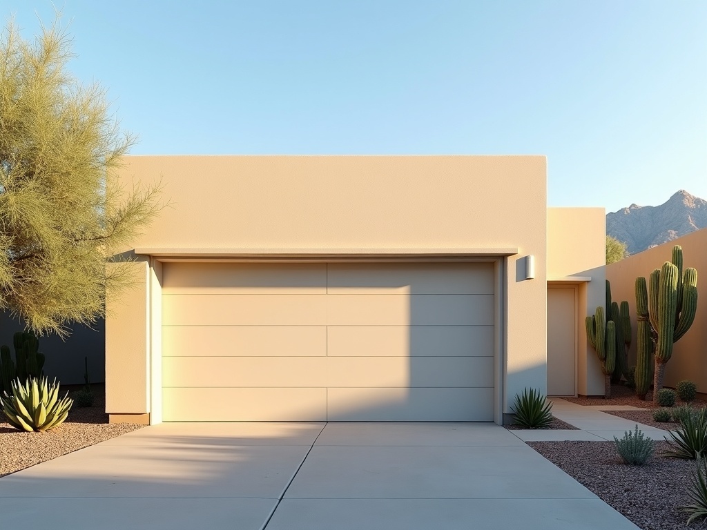 Newly installed residential garage door replacement service on a home in the Grayhawk area of Scottsdale, Arizona