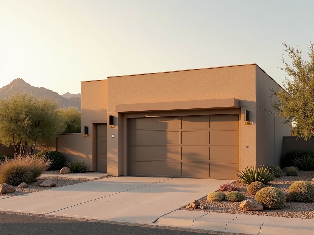 A technician completing a professional garage door repair on a single-family home in Waddell Arizona's Festival Ranch neighborhood