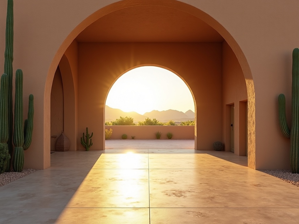 A professional garage door repair technician inspecting a garage door on a luxury Carefree AZ home near the Black Mountain Foothills