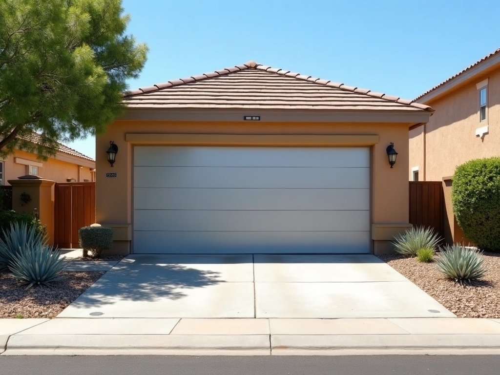 A garage door repair Tempe AZ technician completing a spring replacement on a ranch-style home in the South Tempe Corona Del Sol neighborhood