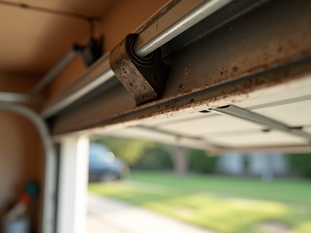 A residential garage door on a Scottsdale home showing the effects of desert sun exposure, relevant to professional garage door service in the Phoenix metro area.