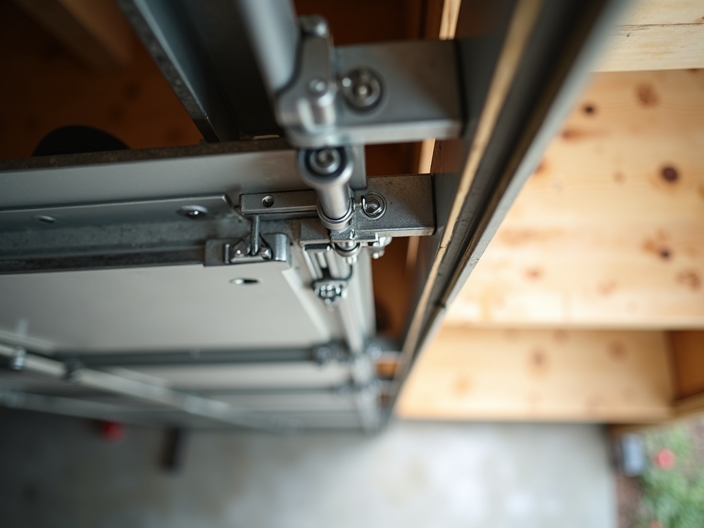 Freshly replaced rollers and hinges on a Raynor garage door repair job showing smooth track alignment in a Scottsdale-area residential garage