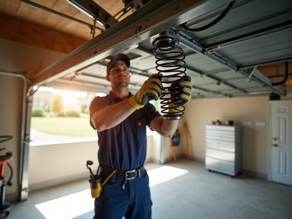 Skylink Garage Door Repair A Skylink Garage Door Repair specialist replacing a broken torsion spring on a residential garage door in Scottsdale, Arizona