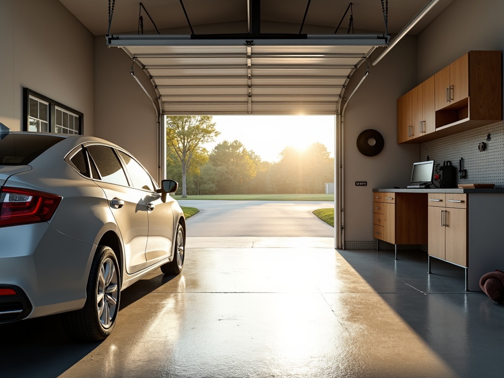 Prime-Line Garage Door Repair A freshly repaired modern insulated garage door standing open after a Prime-Line Garage Door Repair service in the Phoenix metro area.
