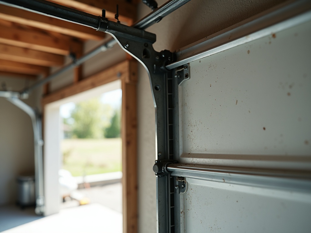 A garage door stuck halfway open mid-cycle — a common issue addressed by garage door maintenance near me professionals in the Phoenix area